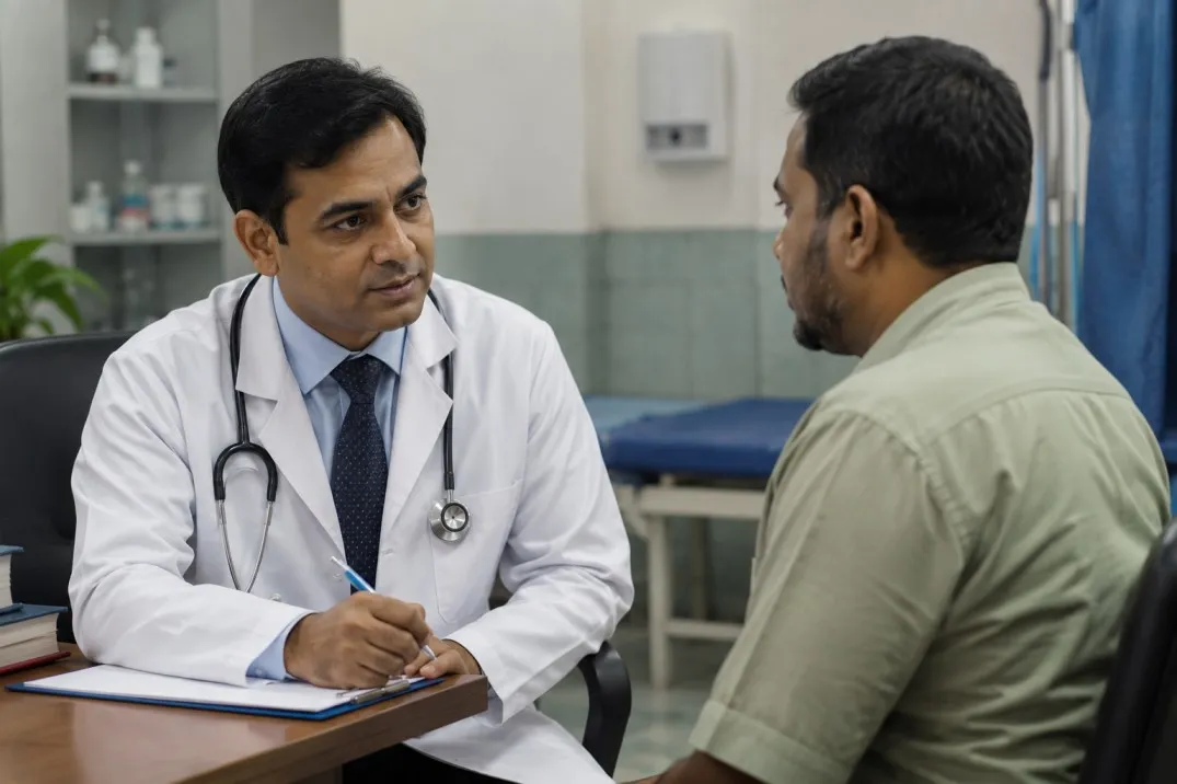 ডাক্তার রোগীর সাথে যৌন সমস্যা নিয়ে পরামর্শ করছেন